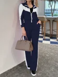 SC Contrast Color Sports Zipper Two Piece Pants Set GWSF-T814872942