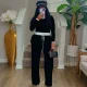 SC Contrast Color Long Sleeve Pants Suit QYMF-3158