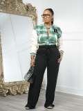 SC Plaid Print Thickened Patchwork PU Leather Jacket CM-9535