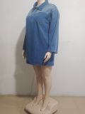 SC Lapel Loose Fashion Denim Mini Dress GAKF-A40301
