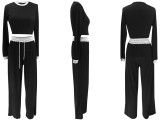 SC Contrast Color Long Sleeve Pants Suit QYMF-3158