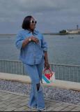 SC Denim Long Sleeve Shirt Holes Jeans 2 Piece Set GMYU-6386