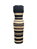 SC Sleeveless Stripe Print Long Dress GWSF-T479309673