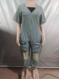 SC Short Sleeve Loose Denim Jumpsuit GAKF-A41015