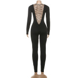 SC U Neck Backless Bandage Jumpsuit XEF-K25Q83071