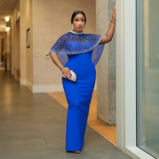 SC Fashion Slim Solid Color Dress Cape Two-Piece Set CYA-902075