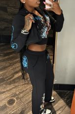 VIP1 Print Long Sleeve Two Piece Pants Set GMJL-XH603