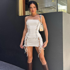 SC Solid Color Tube Top Bandage Two Piece Skirt Set DLSF-K25S80945