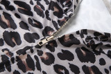 SC Leopard Print Hooded Sport Two Piece Pants Set DLSF-K25S82117