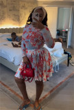 SC Long Sleeve Print Two Piece Skirt Set GCNE-73128