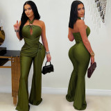 SC Solid Color Halterneck Tie Jumpsuit BY-7570