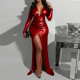 SC Sexy V Neck High Split Maxi Dress YF-X20081