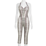 SC Snake Print Sleeveless Sling Jumpsuit GSZM-C25JP339