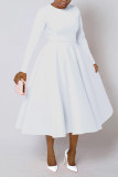 SC Plus Size Solid Color Long Sleeve Midi Derss NNWF-8128