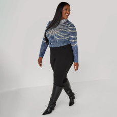 SC Plus Size Print Long Sleeve Tops NNWF-8141