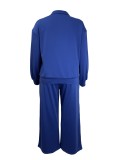 SC Plus Size Solid Color Zipper Loose Two Piece Pants Set GAWE-6722