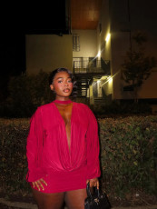 SC Deep V Neck Tie Up Mini Dress GXIY-K25L1311