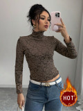 SC Half-High Neck Patchwork Mesh Top GZJF-2625