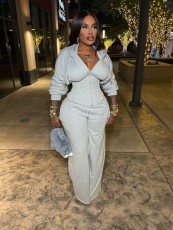 SC Solid Color Hooded Tie Up Two Piece Pants Set TK-6347