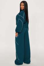 SC Color-blocked Stand-up Collar Two Piece Pants Set YD-8839