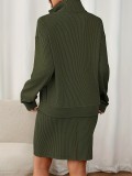 SC Plus Size Long Sleeve Knits Two Piece Skirt Set GAWE-6712