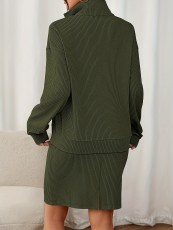SC Plus Size Long Sleeve Knits Two Piece Skirt Set GAWE-6712