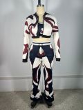SC Printed Jacket+Vest+Wide-Leg Pants Set TE-4739