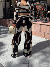 SC Printed Jacket+Vest+Wide-Leg Pants Set TE-4739