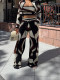 SC Printed Jacket+Vest+Wide-Leg Pants Set TE-4739