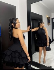 SC Sexy Tie Up Ruffles Cake Mini Dress GMYU-9552