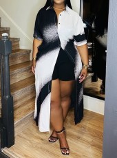 SC Contrast Color Print Shirt Dress MXDF-6175