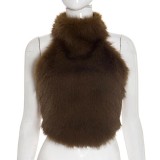 SC Furry Backless Sleeveless Crop Tops  MXBF-J25TP296