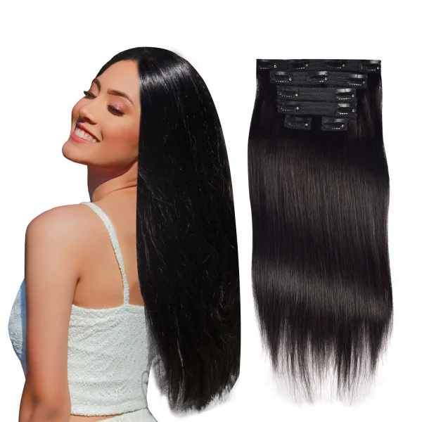 SC human hair Wig Lace Clip Straight Hair 6-Piece Set JFDX-81789