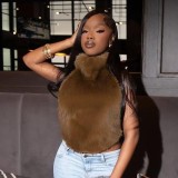 SC Furry Backless Sleeveless Crop Tops  MXBF-J25TP296