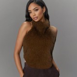SC Furry Backless Sleeveless Crop Tops  MXBF-J25TP296