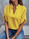 SC Casual Solid Color V-Neck Blouses GSZE-ST24003