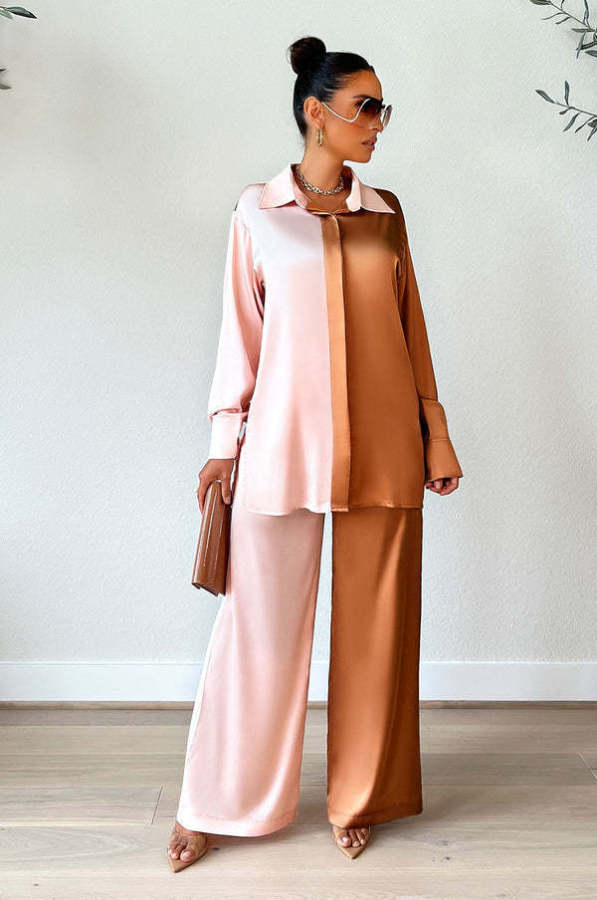 SC Color Block Single Breasted Two Piece Pants Set GCYF-9340