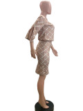 SC Plaid Print Top Skirt Suit QOUY-6047