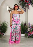 SC Print Sling Vest Loose Two Piece Pants Set GCYF-9582