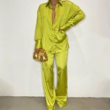 SC Long Sleeve Solid Color Loose Two Piece Pants Set GCYF-9337