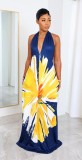 SC Bohemian Print Halterneck Backless Maxi Dress GCYF-9559