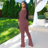 SC Pleated Long Sleeve Tops Micro Pant Suit GTYZ-7595