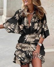 SC Print V-Neck Mini Dress GSZE-ST22122