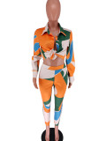 SC Fashion Print Tie Up Two Piece Pants Set GCYF-9433