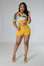 SC Short Sleeve Print Two Piece Short Set GCYF-9543