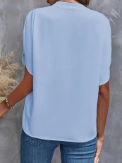 SC Casual Solid Color V-Neck Blouses GSZE-ST24003