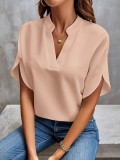 SC Casual Solid Color V-Neck Blouses GSZE-ST24003