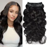 SC Real Hair PU Clip-On Hair Extensions Wigs JFDX-69145