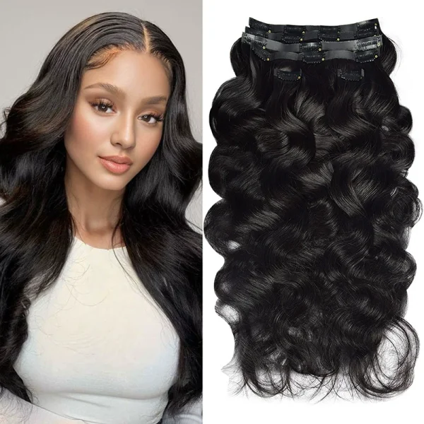 SC Real Hair PU Clip-On Hair Extensions Wigs JFDX-69145