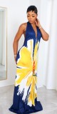 SC Bohemian Print Halterneck Backless Maxi Dress GCYF-9559